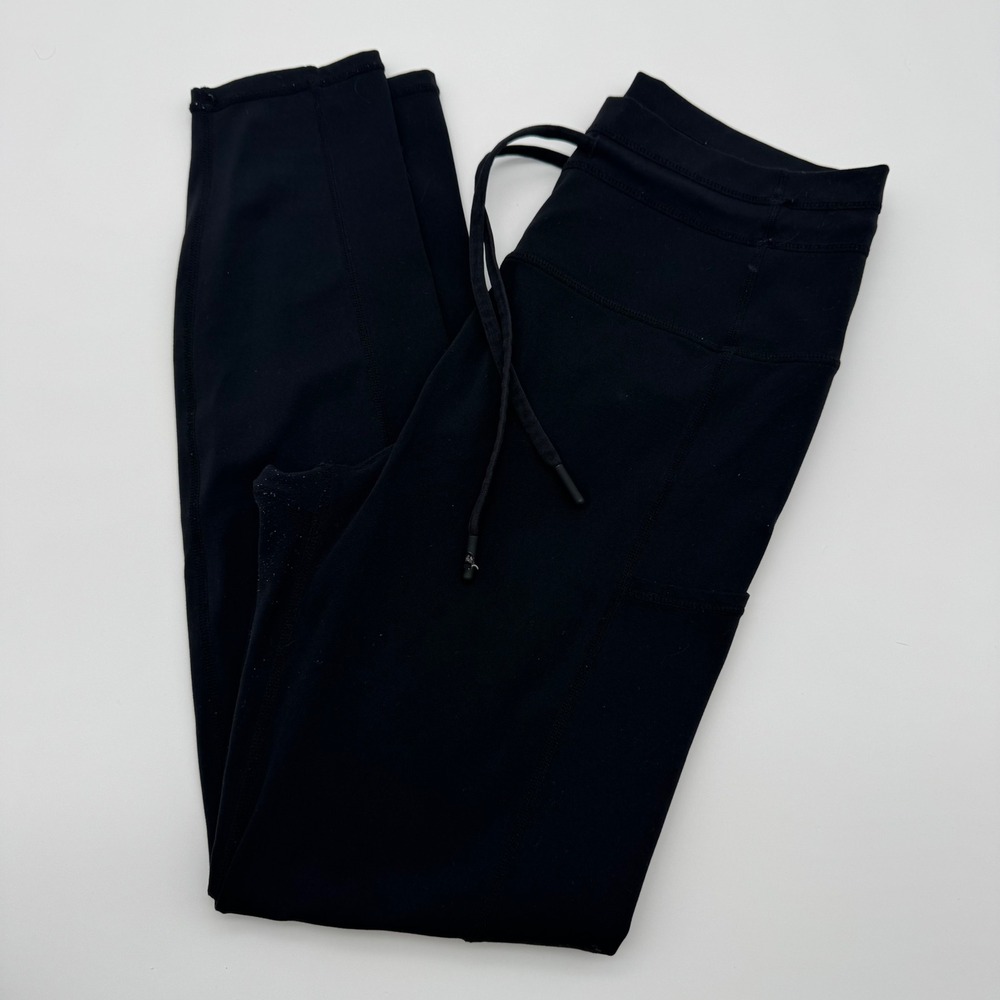 Zyia Active Women Black High Rise Drawstring Pocket Leggings Size 4 Athleisure